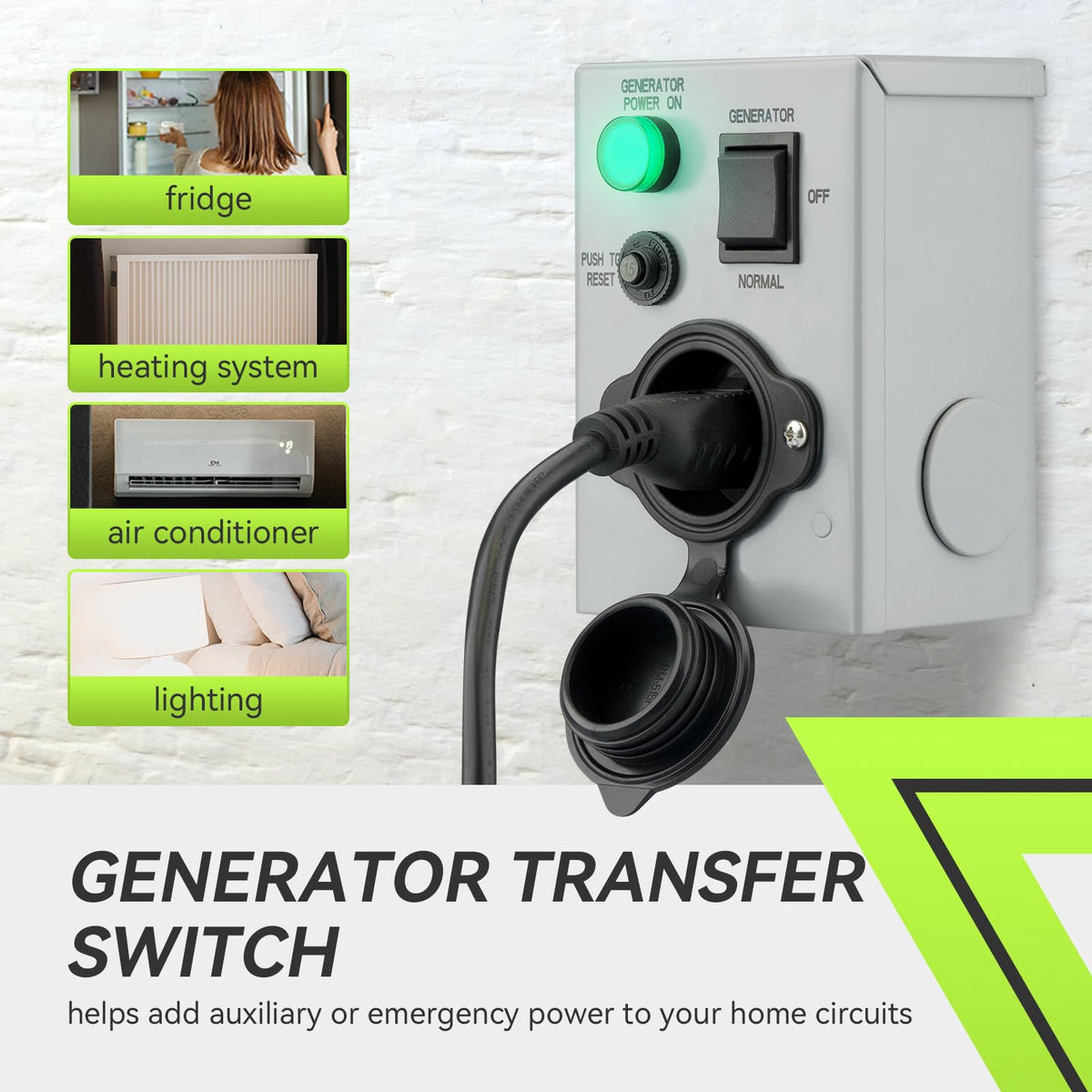 RVMATE 15 Amp Generator Transfer Switch with Circuit Breaker, 120V