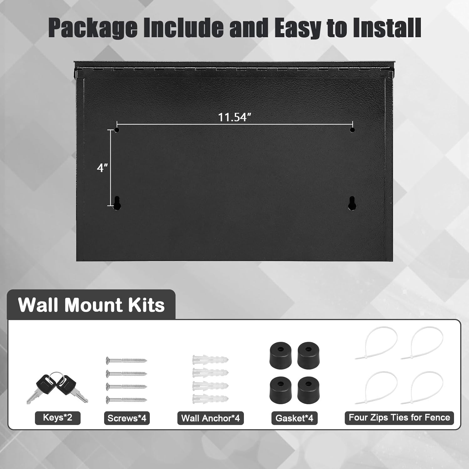 Locking Wall Mount Mailboxes for Outside, Large Capacity Mail Box for House with Key Lock, Security Drop Box, Metal