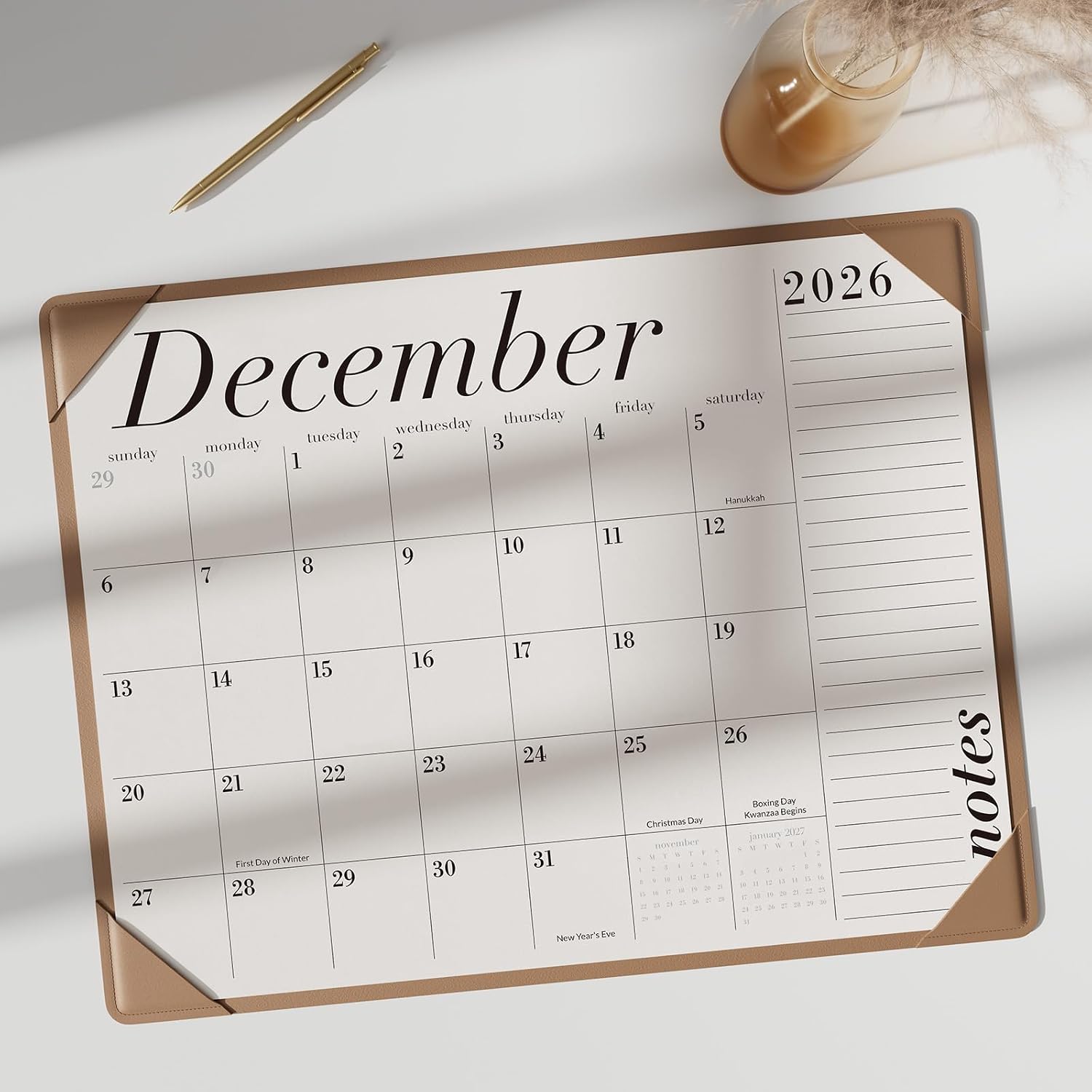 Desk Calendar 2026-2027 with Desktop Mat, Large Desk Pad Calendar From July 2026 to December 2027 22x17 inch, Desk