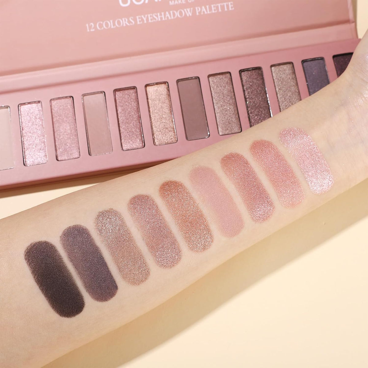 12 Color Eyeshadow Makeup Palette, Naked Nude Eye Shadow, Neutral Matte Shimmer Make Up Pallet with Double-ended