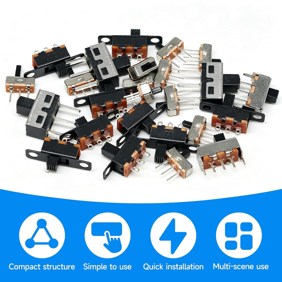 50PCS Micro SPDT Slide Switch 1p2t Mini Toggle ON Off Switches 2Position 3Pin SS12D00-G3