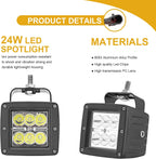 Wsays 4PCS 24W Headlight Kit Fit for Polaris RZR 900/800/XP 1000 2015-2024