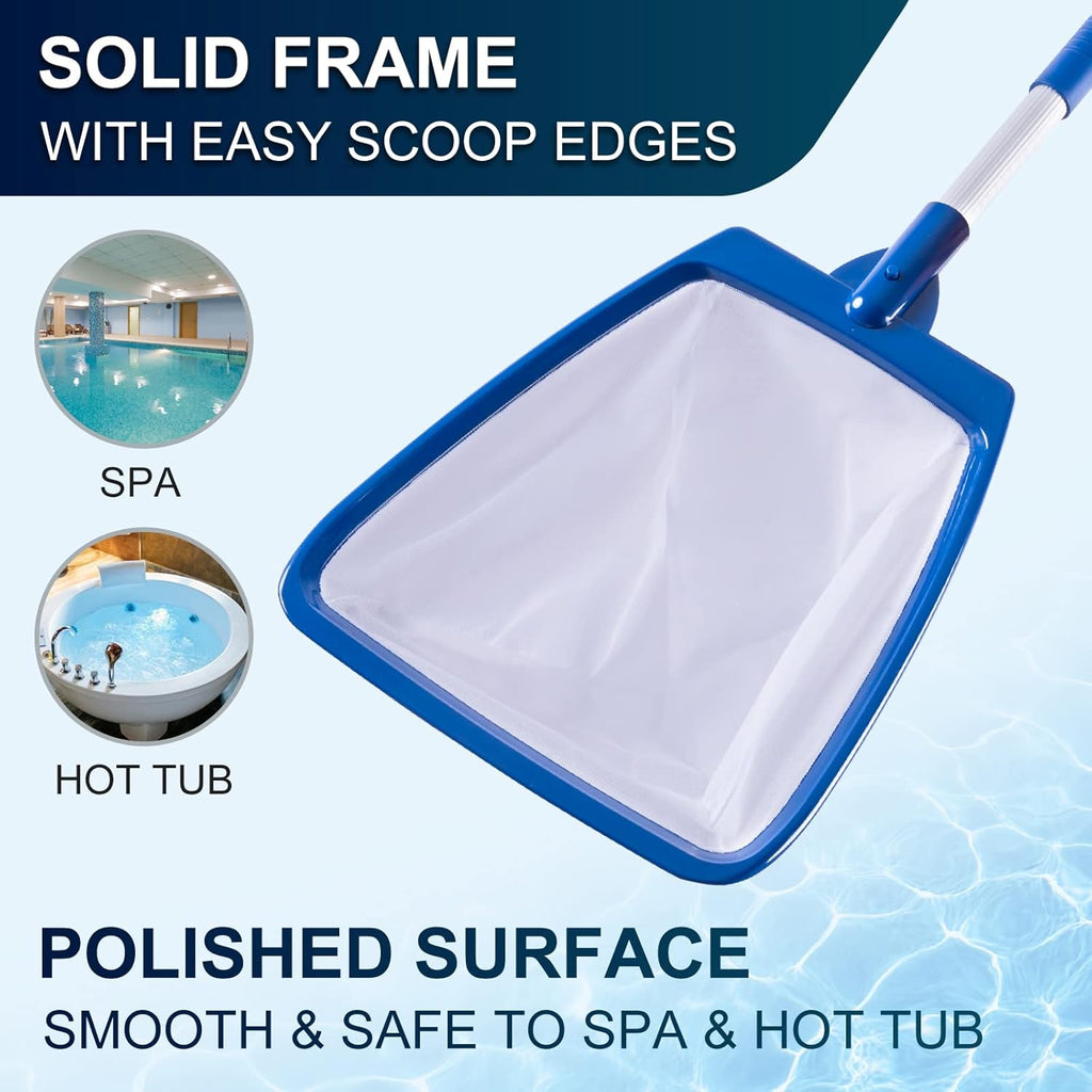 Hot Tub Skimmer Net Handheld, Professional Pool, Spa, Pound Skimmer Net with Aluminum Pole Handle, Deep Ultra Fine