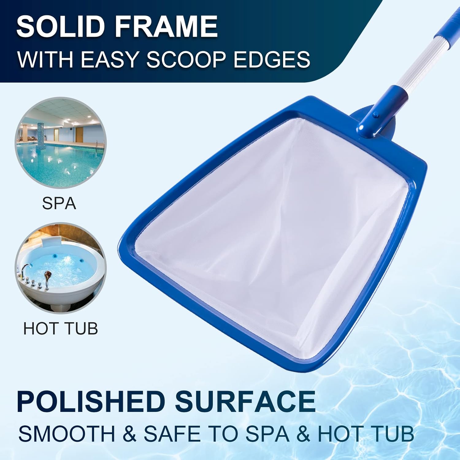 Hot Tub Skimmer Net Handheld, Professional Pool, Spa, Pound Skimmer Net with Aluminum Pole Handle, Deep Ultra Fine