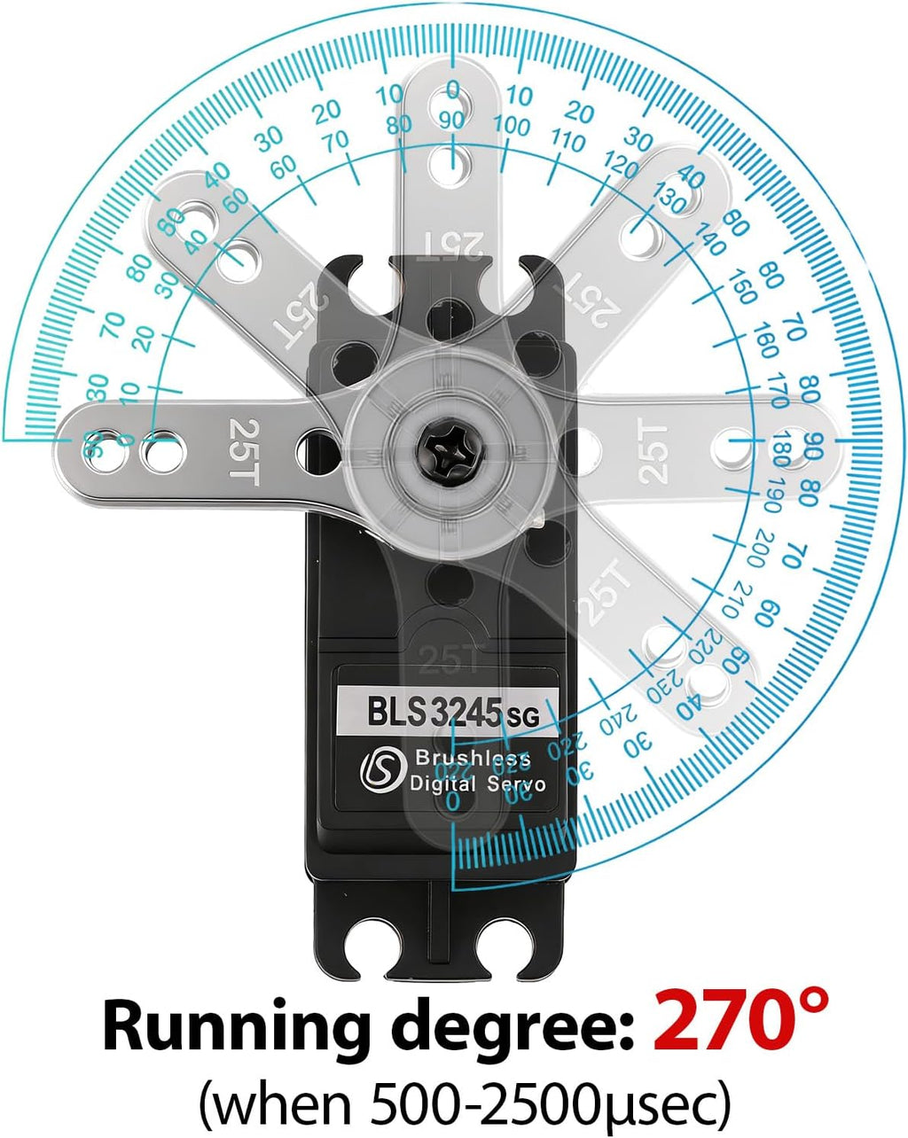 45kg Rc Servo Brushless Servo Metal Gear High Torque for TRX4 TRX6 SCX10 III 1/10 RC Crawler Upgrade Parts (45KG-270°)
