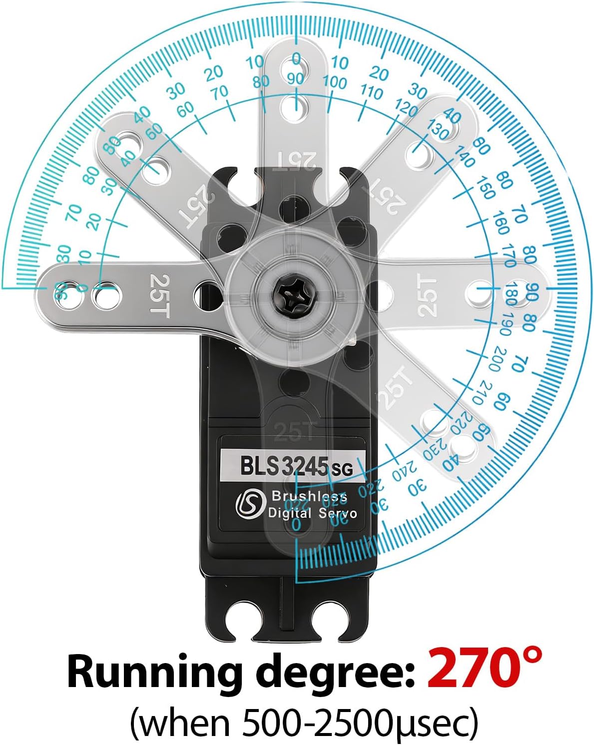 45kg Rc Servo Brushless Servo Metal Gear High Torque for TRX4 TRX6 SCX10 III 1/10 RC Crawler Upgrade Parts (45KG-270°)