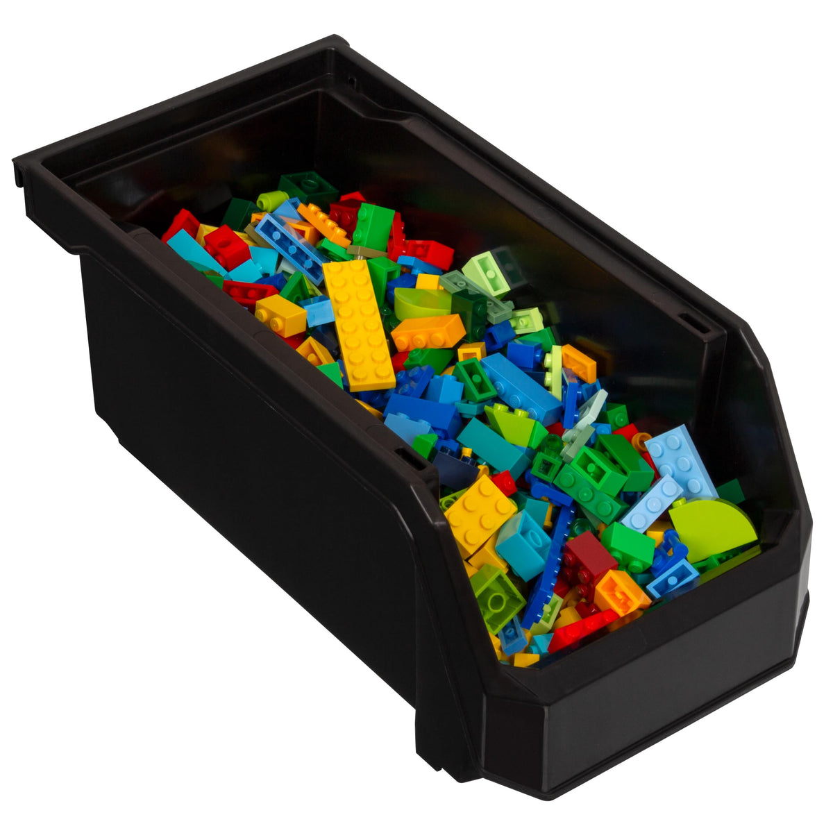 Medium Stackable Plastic Storage Bins, 8-Pack, Black