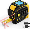 Laser Tape Measure 4-in-1, 197FT Laser Distance Meter with 16FT Auto-Lock Tape, Cross-Line Laser Level, Dual-Axis