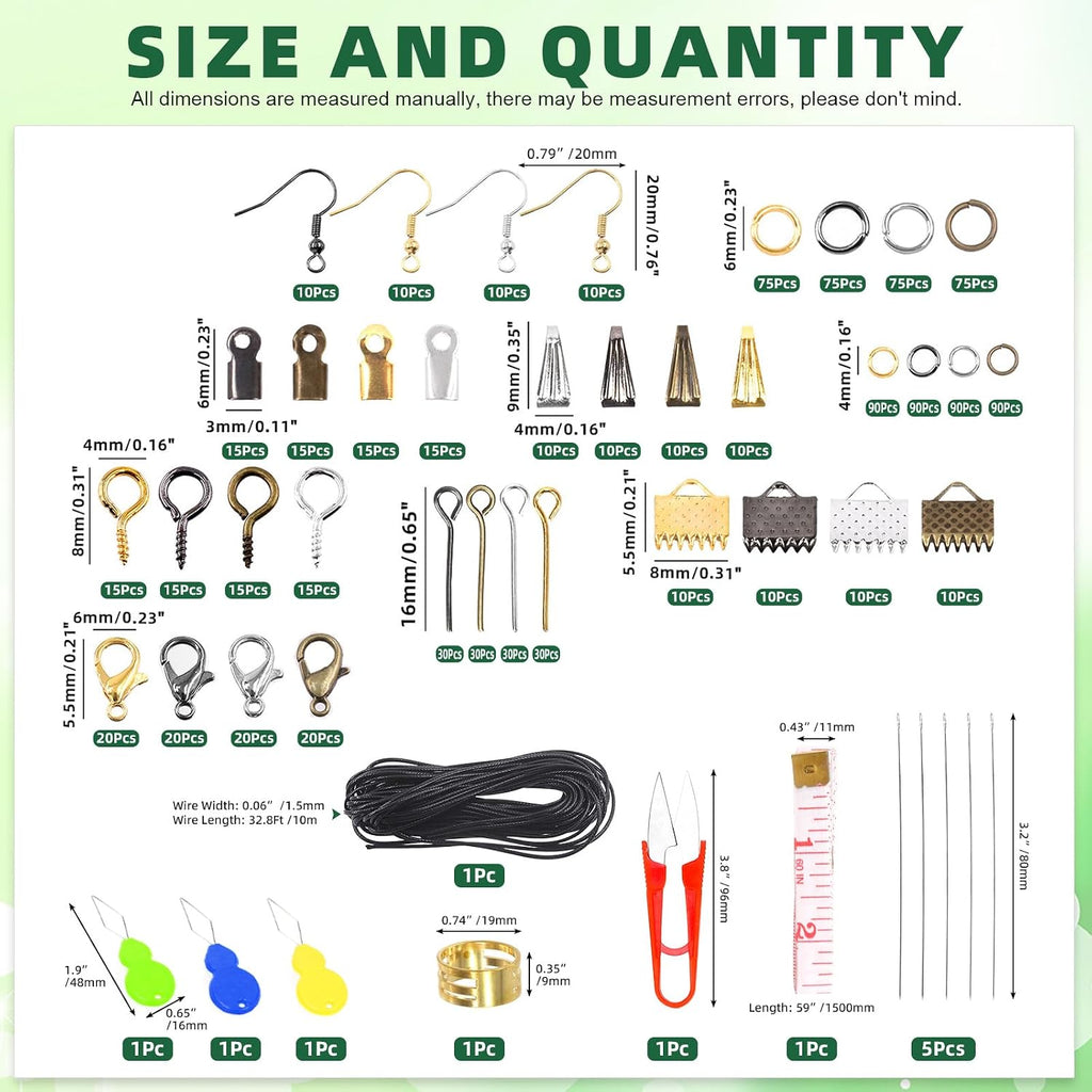 1489Pcs Jewelry Making Tools with Findings Set Includes Jewelry Pliers, Cord End, Jump Rings, Lobster Clasps, Beading