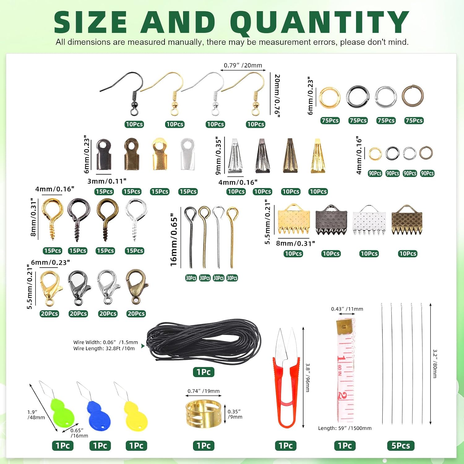 1489Pcs Jewelry Making Tools with Findings Set Includes Jewelry Pliers, Cord End, Jump Rings, Lobster Clasps, Beading