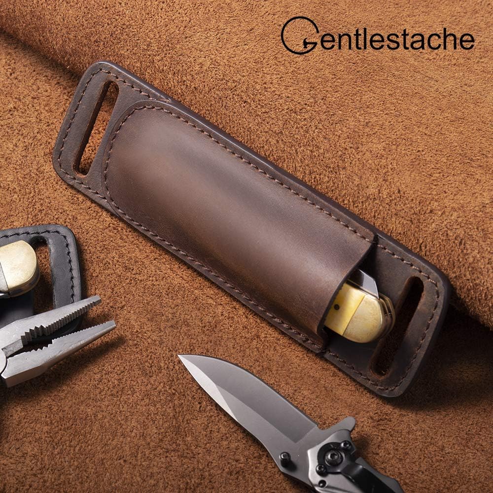 Leather Knife Sheaths for Belt, Knife Holster, Pocket Knife Sheath, EDC Leather Sheath for Folding Knife Carrier