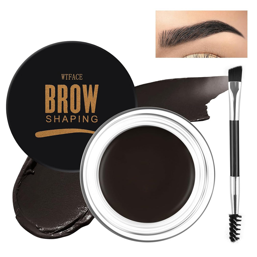 Eyebrow Pomade Kit with Dual-Ended Brush, Long-Lasting | Black