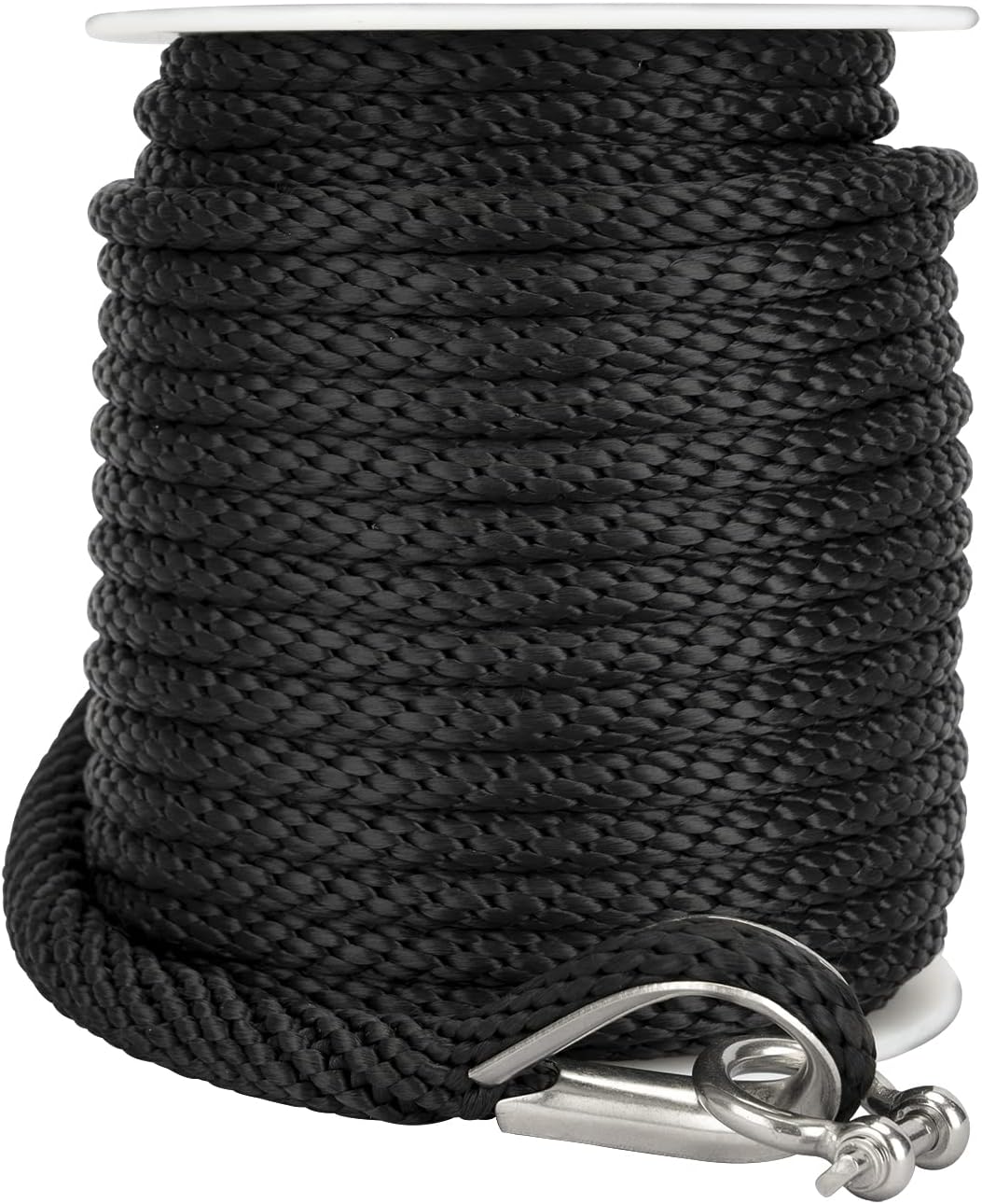 Made 3/8 Inch 50FT 100FT 150FT Premium Solid Braid MFP Black Gray Anchor Line Braided Anchor Rope/Line with Stainless