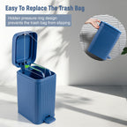 Small Bathroom Trash Can with Lid, 1.9 Gallon Slim Soft Close Step, Navy