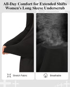 4-Pack Women's Long Sleeve Underscrub Base Layer Tops for Nurses