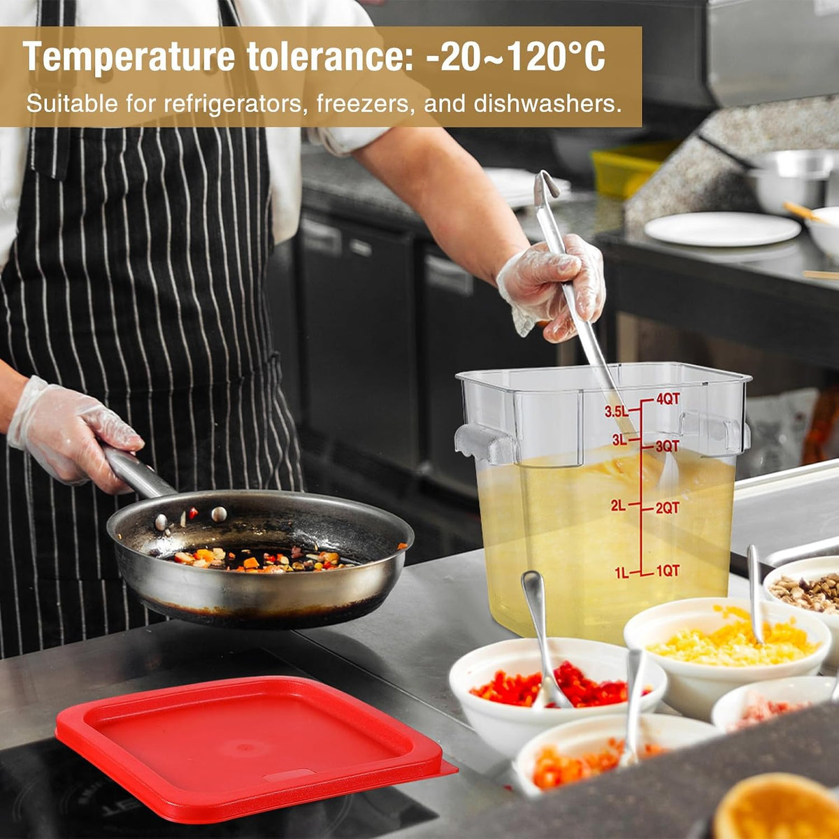 2 Pcs Square Food Storage Container Polycarbonate Clear Food Container with Lid Commercial Rice Storage with