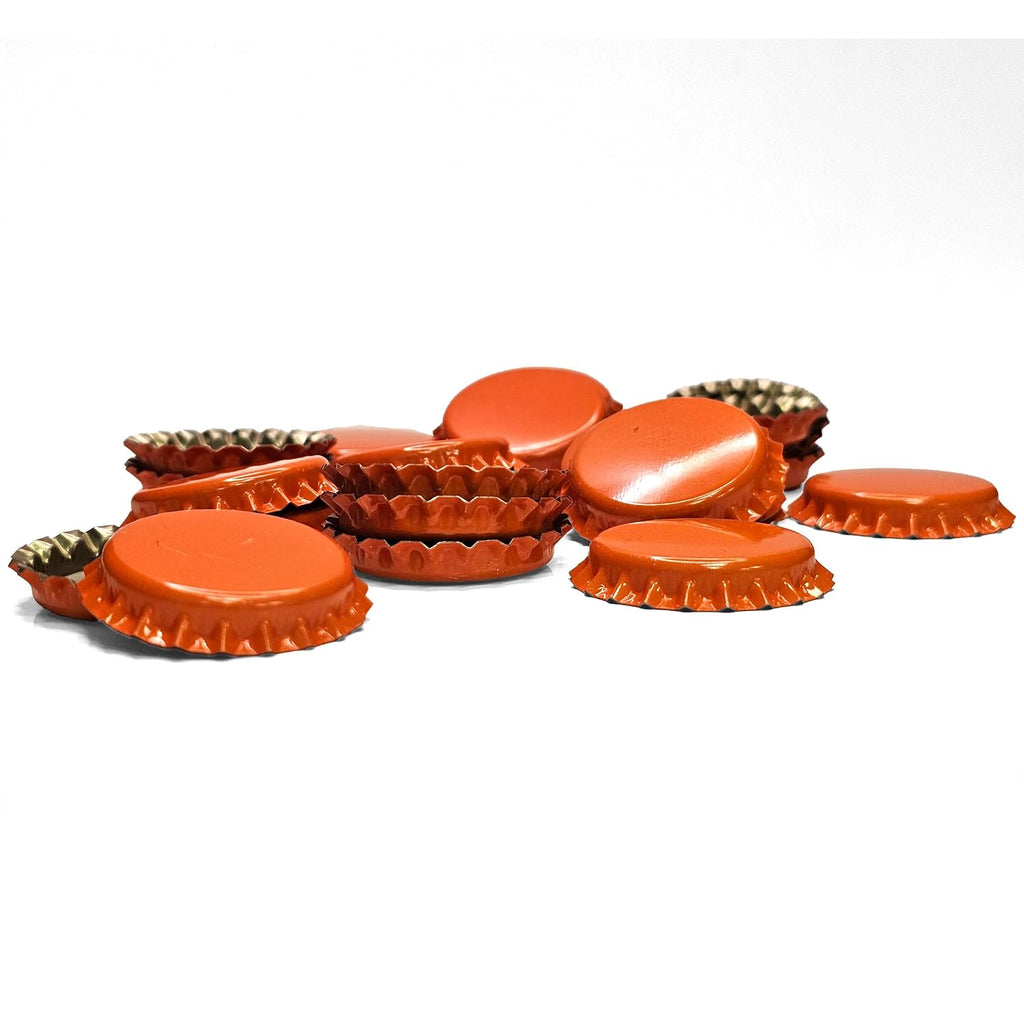 144 Oxygen Absorbing Beer Bottle Caps | 26mm Pry-Off Orange Standard Homebrew Bottle Tops for Glass Bottles |