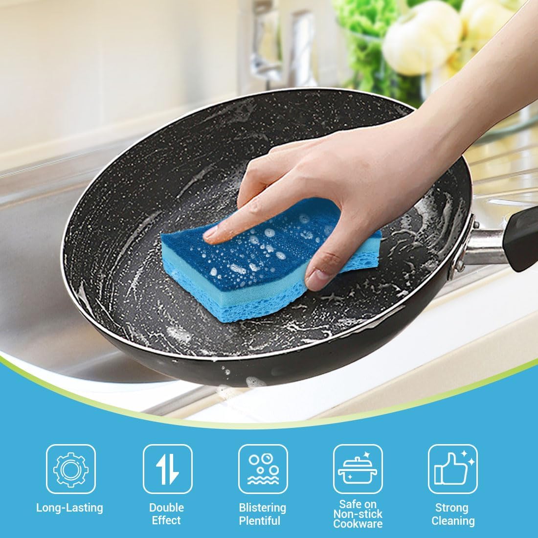 Sponges Kitchen-24Count, Non-Scratch Scrub Sponge, Sponge for Dishes