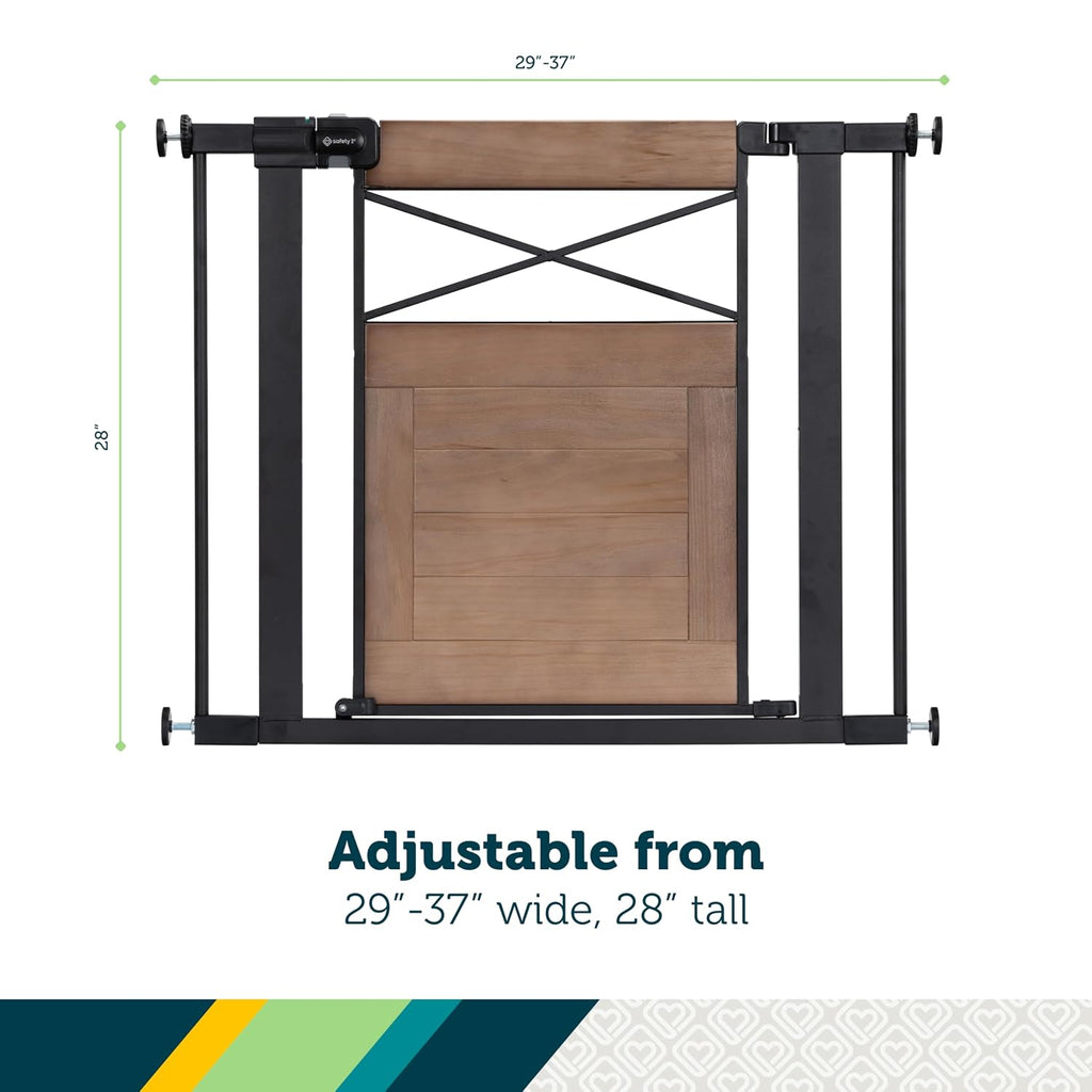 Adjustable Baby Gate for Doorways, Modern Farmhouse Style Gates for Pets, Toddlers, Babies, Children, Wood