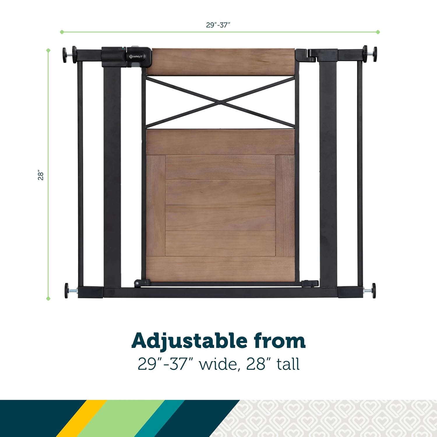 Adjustable Baby Gate for Doorways, Modern Farmhouse Style Gates for Pets, Toddlers, Babies, Children, Wood