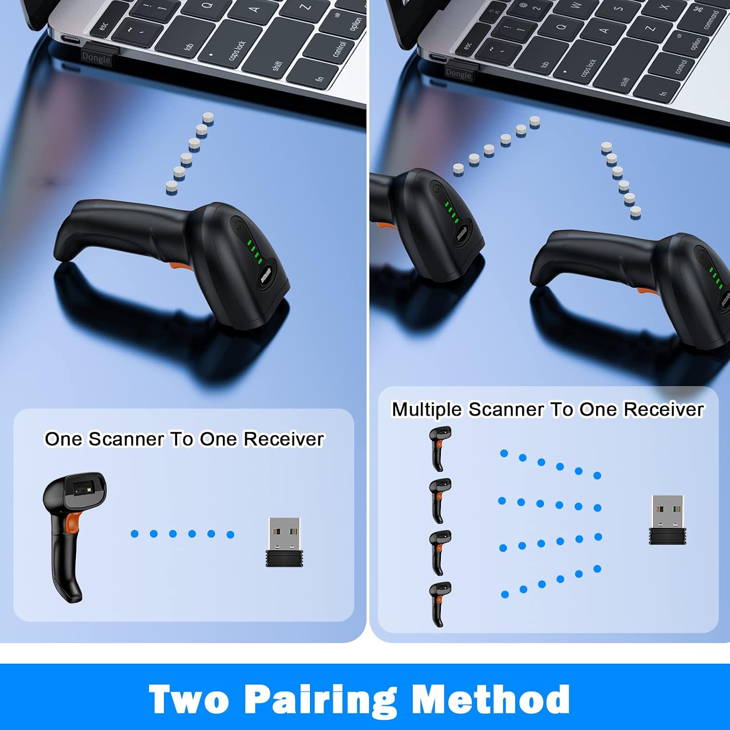Bluetooth Wireless Barcode Scanner with Auto-Sensing Stand,Putting on Stand to Scan Automatically Sense Scanning 2D