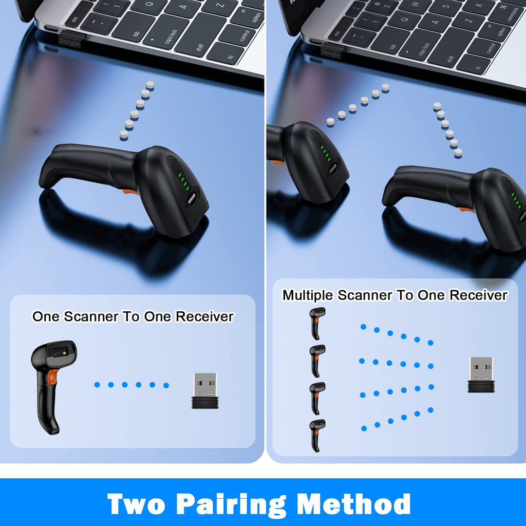 2D Wireless Barcode Scanner with Auto-Sensing Stand,Putting on Stand to Scan Automatically Sense Scanning Barcode