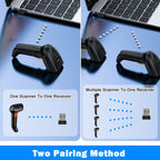 2D Wireless Barcode Scanner with Auto-Sensing Stand,Putting on Stand to Scan Automatically Sense Scanning Barcode