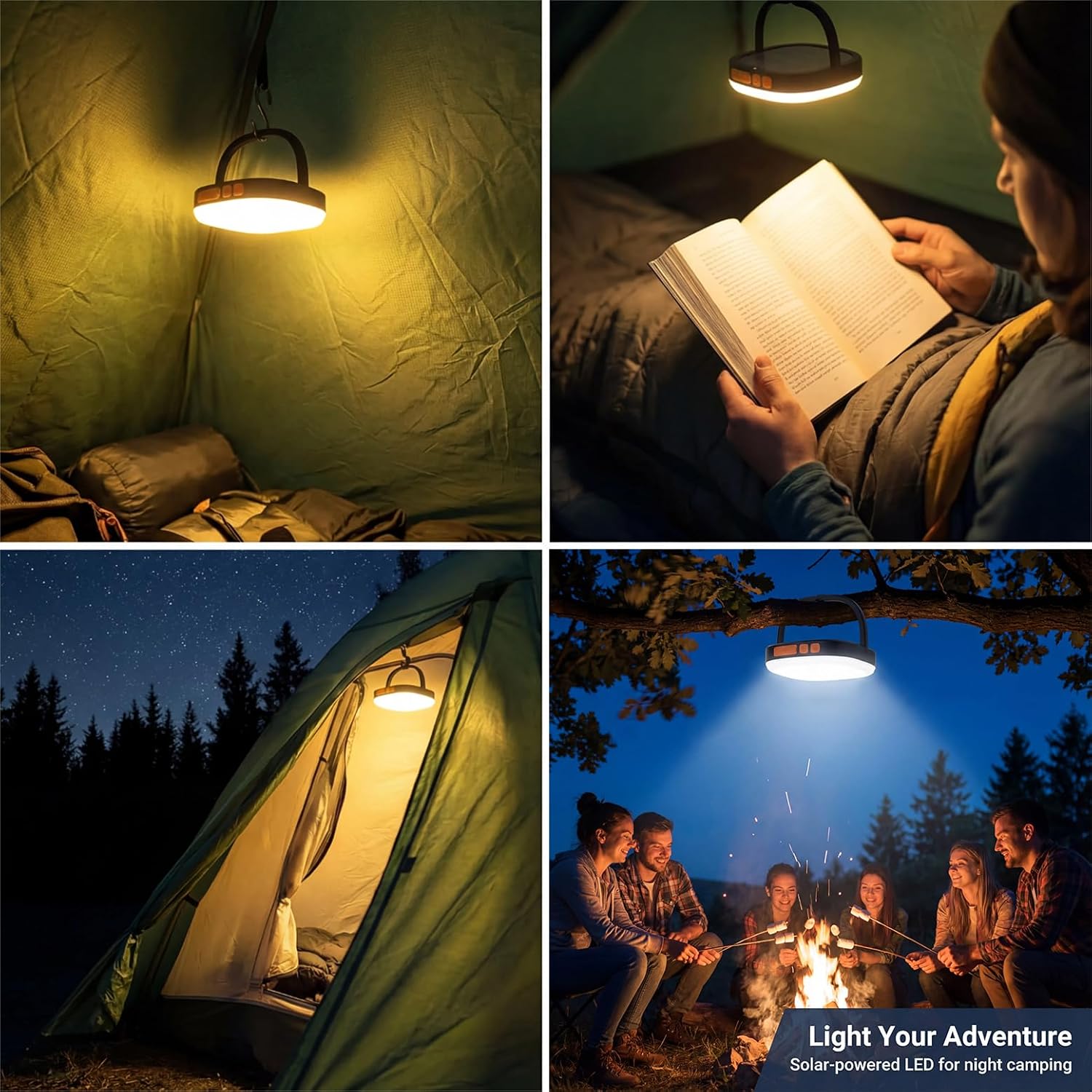 LED Camping Lantern, Solar Lanterns, 5000mAh Rechargeable Light 2000 Lumens 5 Light Modes, IP65 Waterproof with USB