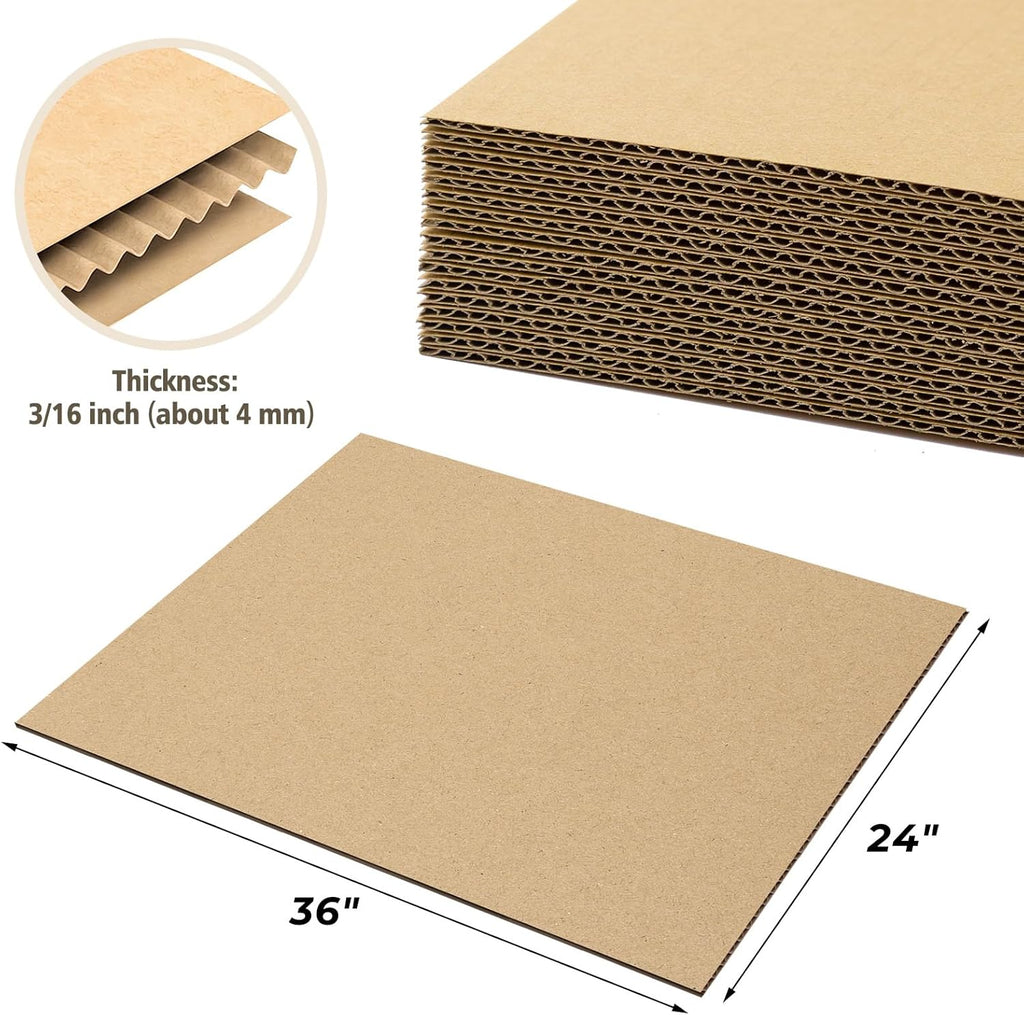 10 Pack 24x36 Corrugated Cardboard Sheet 3/16" Flat Insert