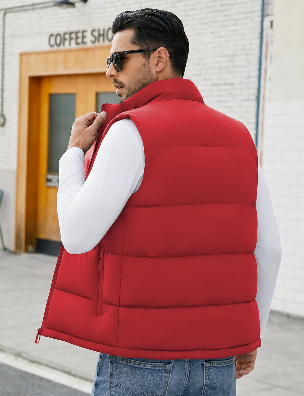 Men's Puffer Vest Casual Sleeveless Outerwear Jacket with 3 Pockets