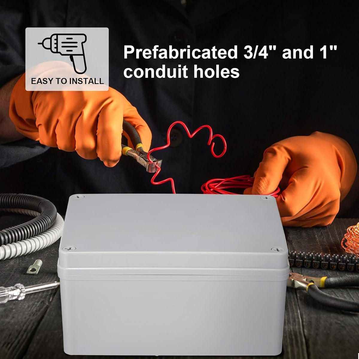Kanayu 1 Pcs Junction Box 8'' X 6'' X 4'', Plastic IP65 Waterproof