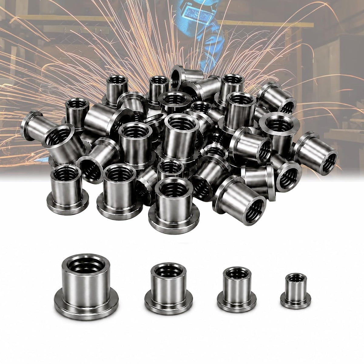 JERBOR 40PCS T-Shaped Weld Nuts, 4 Size 1/4"-20, 5/16"-18, 3/8"-16, 1/2"-13