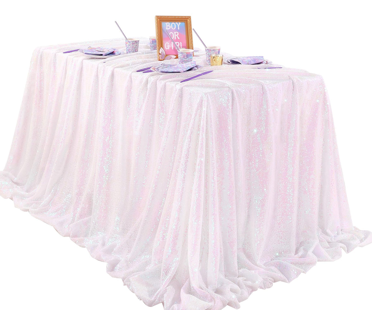 Seamless Iridescent Sequin Tablecloth 60x102 Inch Mermaid Rectangle Overlay