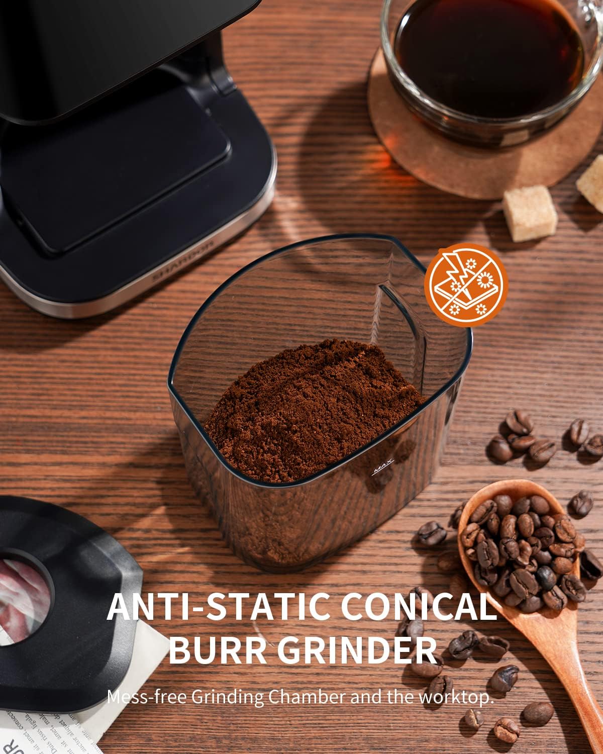 Conical Burr Espresso Coffee Grinder Electric with Precision Timer 2.0, Touchscreen Adjustable Burr Mill with 51