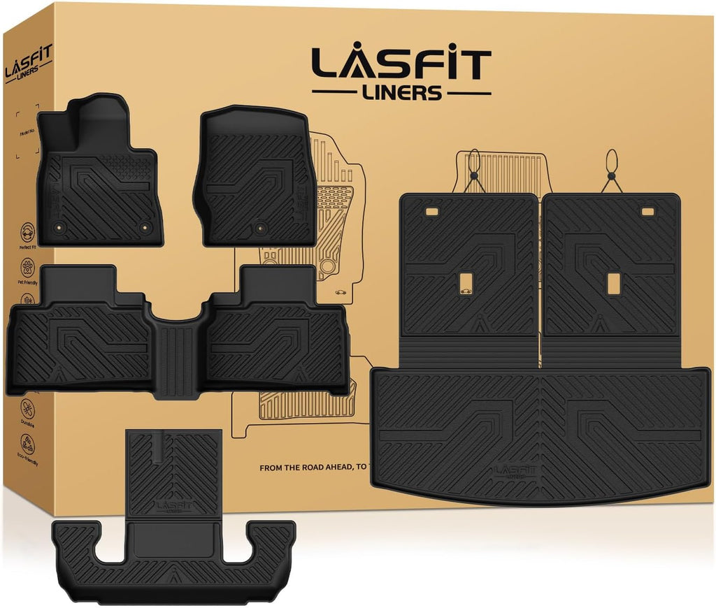 Floor Mats & Cargo Liner with Backrest Mat for Ford Explorer 2022-2025 2026 6 Passenger, Custom Fit All Weather