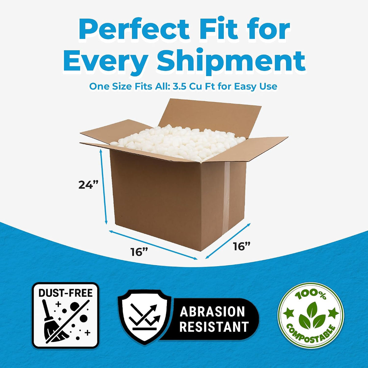 MagicWater Packing Peanuts for Shipping - Void Filler Cushion - 3.5 Cu Ft