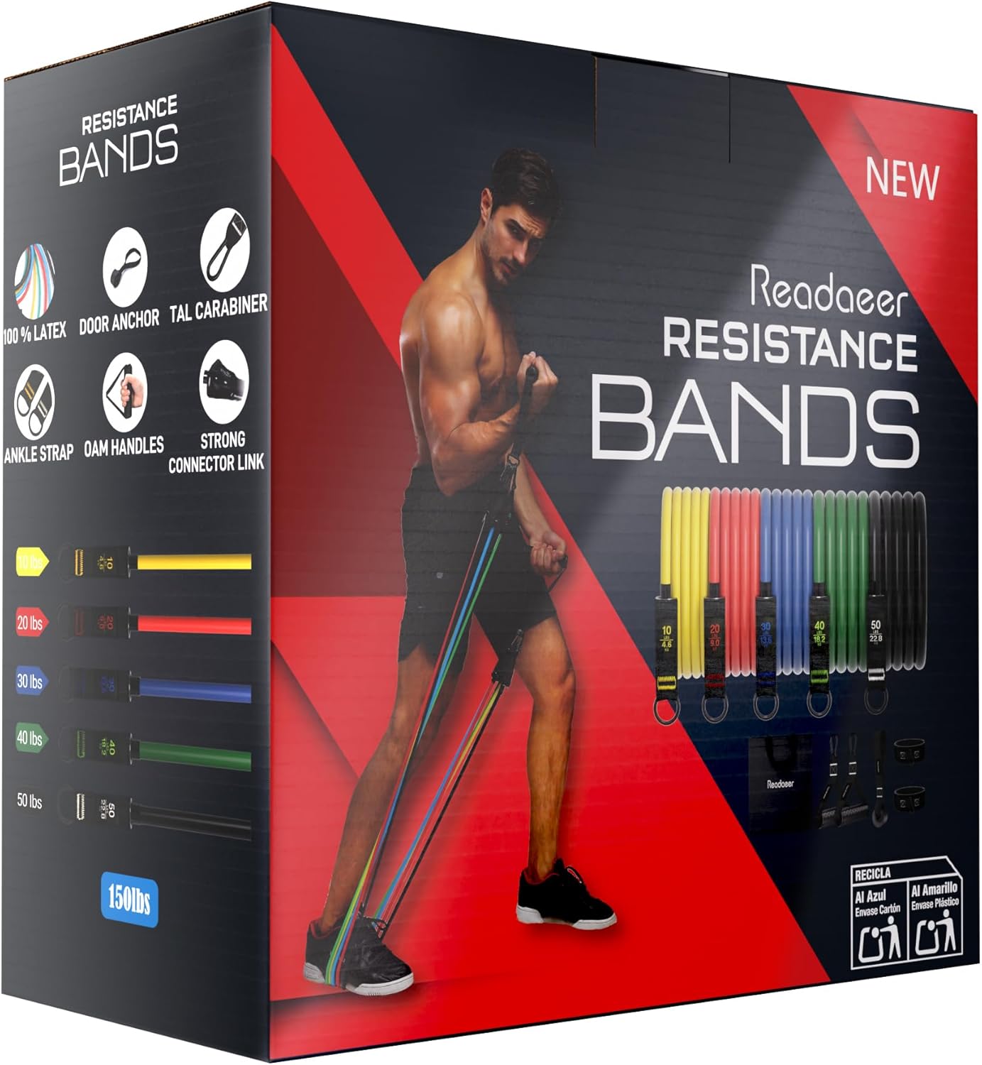 Resistance Bands, Exercise Bands for Working Out, Work Out Bands with Handles for Men and Women for Indoor and