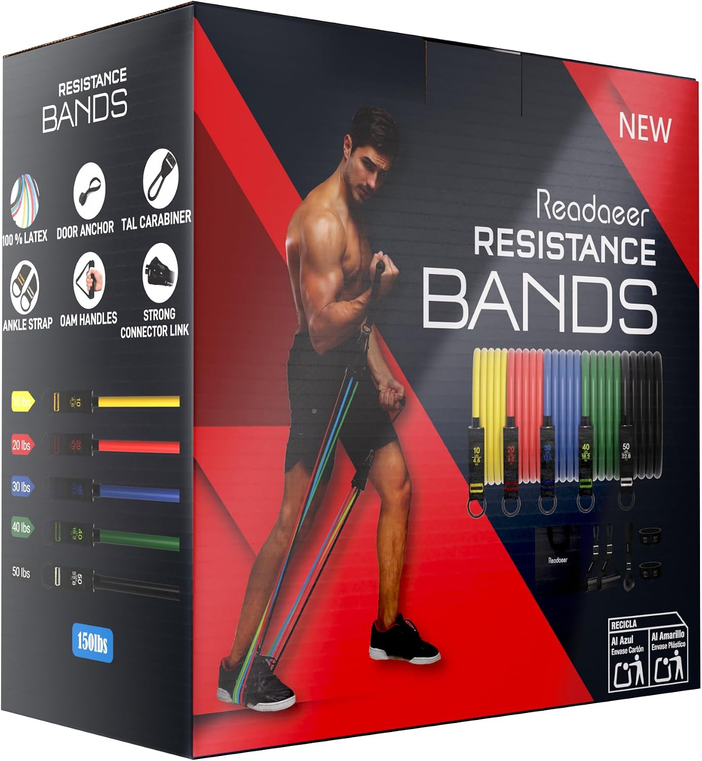Resistance Bands, Exercise Bands for Working Out with Handles | Resistance Bands with Handles, Door Anchor for Home