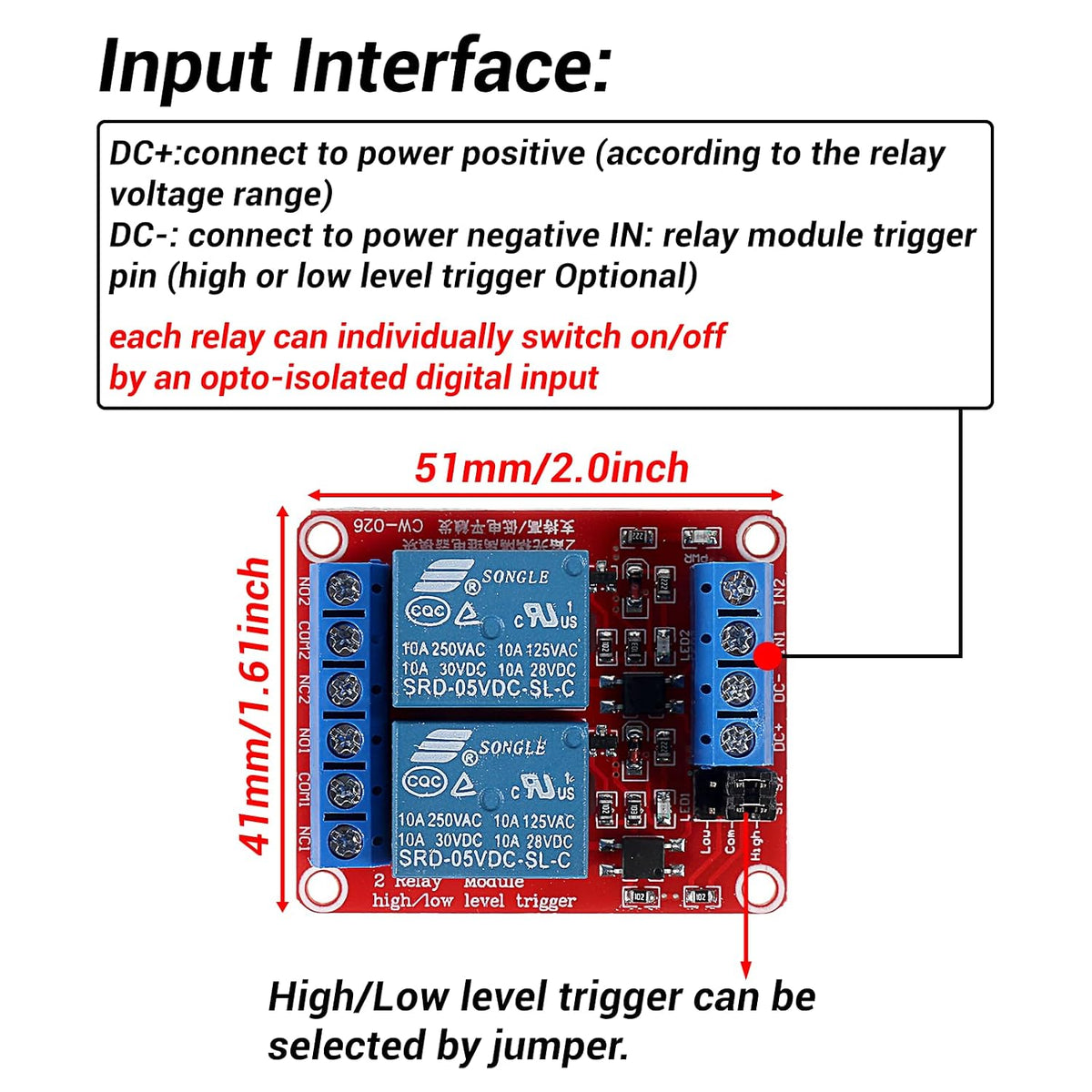 ACEIRMC 2pcs DC 5V Relay Module 2 Channel Relay Board with Optocoupler Support High or Low Level Trigger (2 Channel 5V)