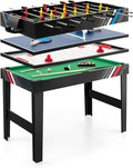 4 in 1 Multi Game Table, 49" Combo Game Table with Foosball Table, Pool Billiards, Air Hockey & Table Tennis for