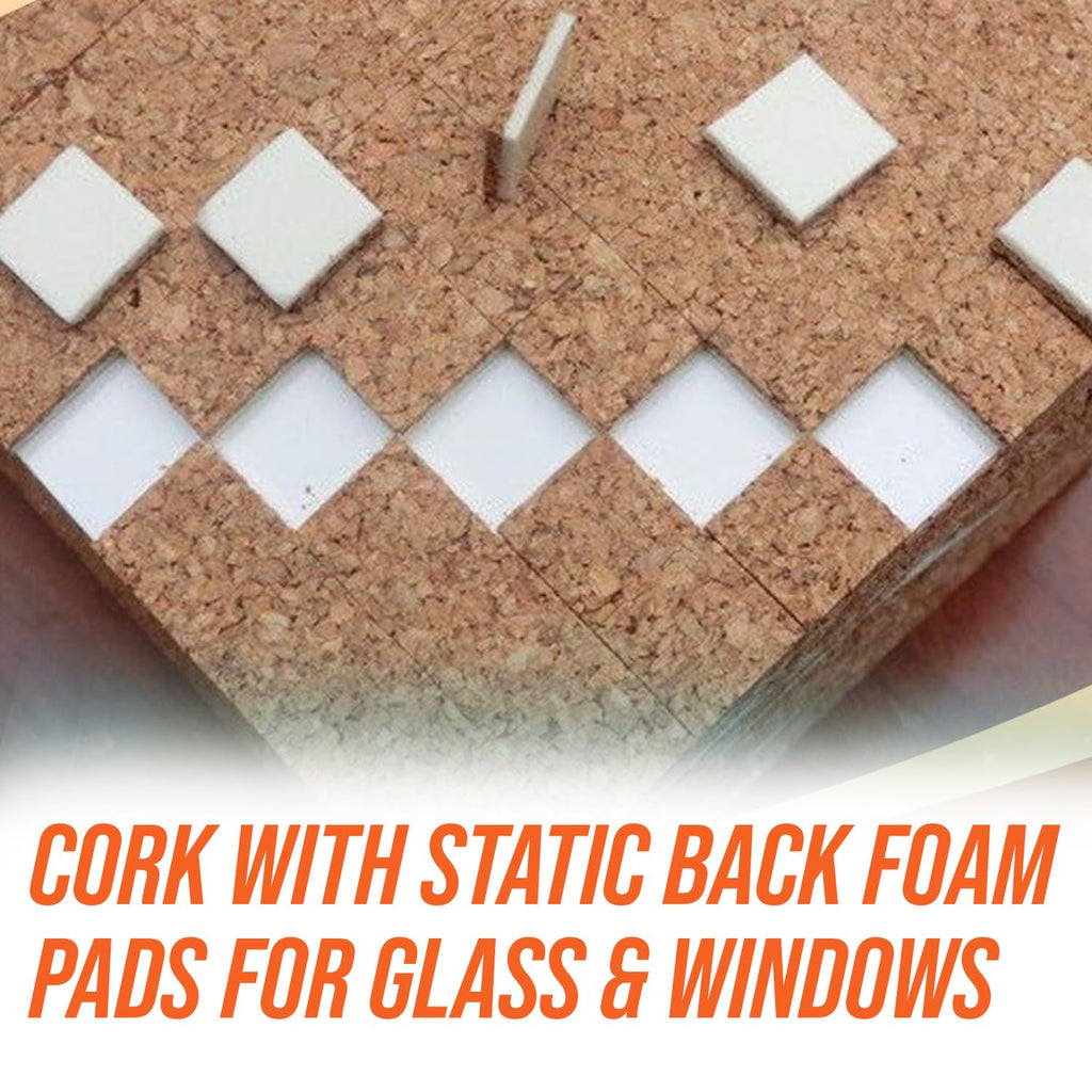 Frank Lowe Cork with Static Back Foam Pads for Glass & Windows (3/16 x 3/4 x 3/4)