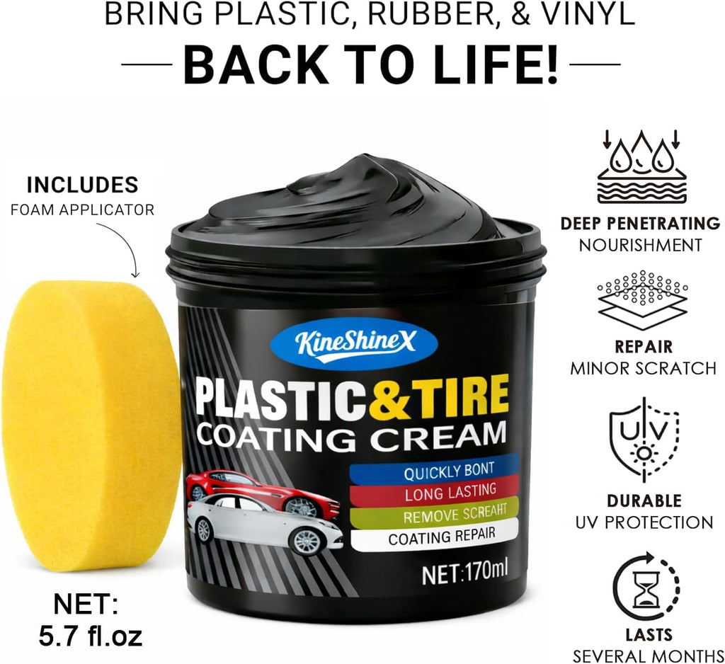 Black Trim Restorer, Plastic Restorer for Cars, Faded Bumper Repair Paste | 6oz Restores Faded Plastic, Vinyl &