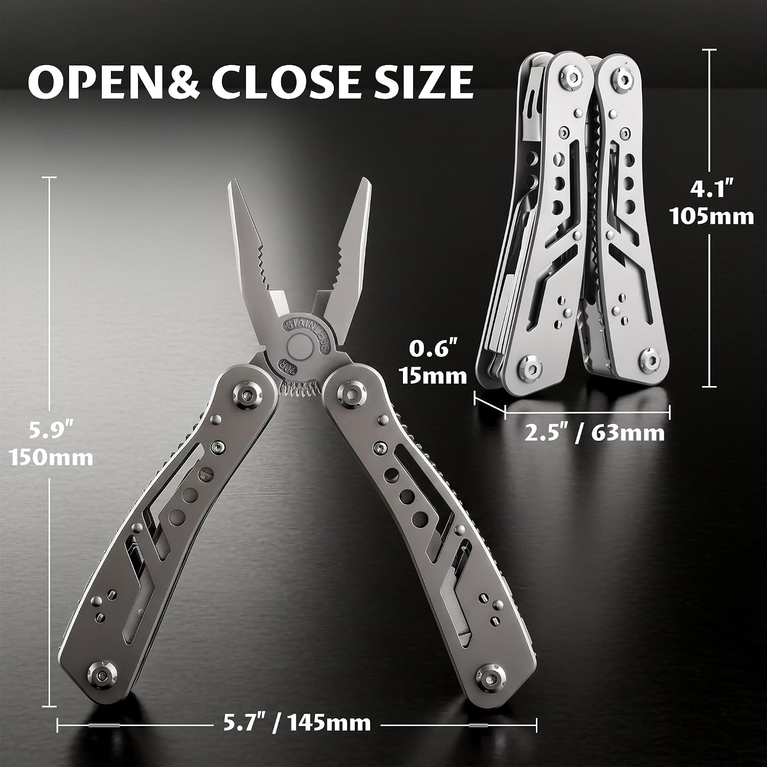 14-In-1 EDC Multitool Pliers with Nylon Sheath for Survival | Stainless Steel Multi Pliers, Pocket Knife, Bottle