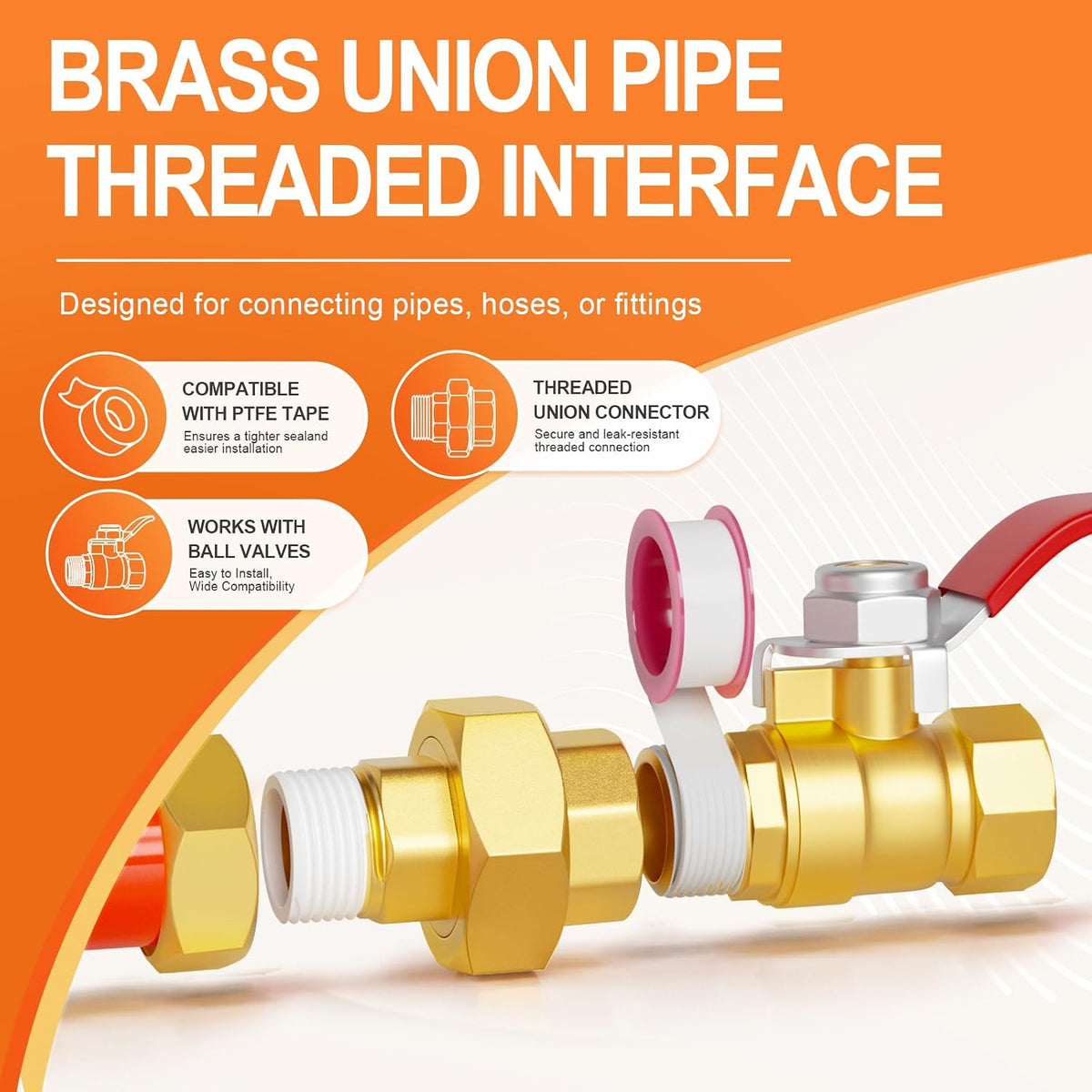GASHER 1/2" NPT (F x M) Brass Union Pipe Fitting