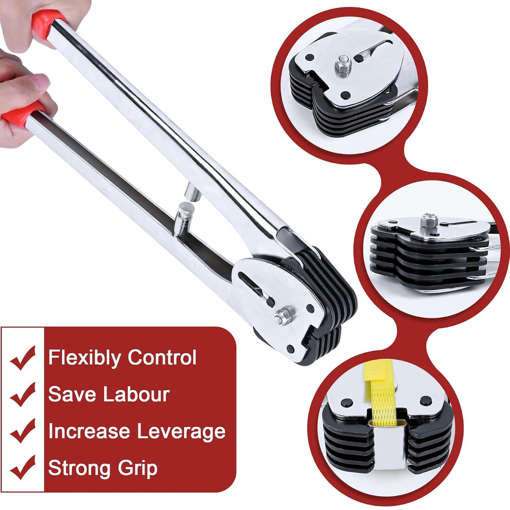 Heavy Duty Banding Strapping Kit with Tensioner Tool, 1/2"x 3500FT Polypropylene Plastic Packaging Strapping, 300