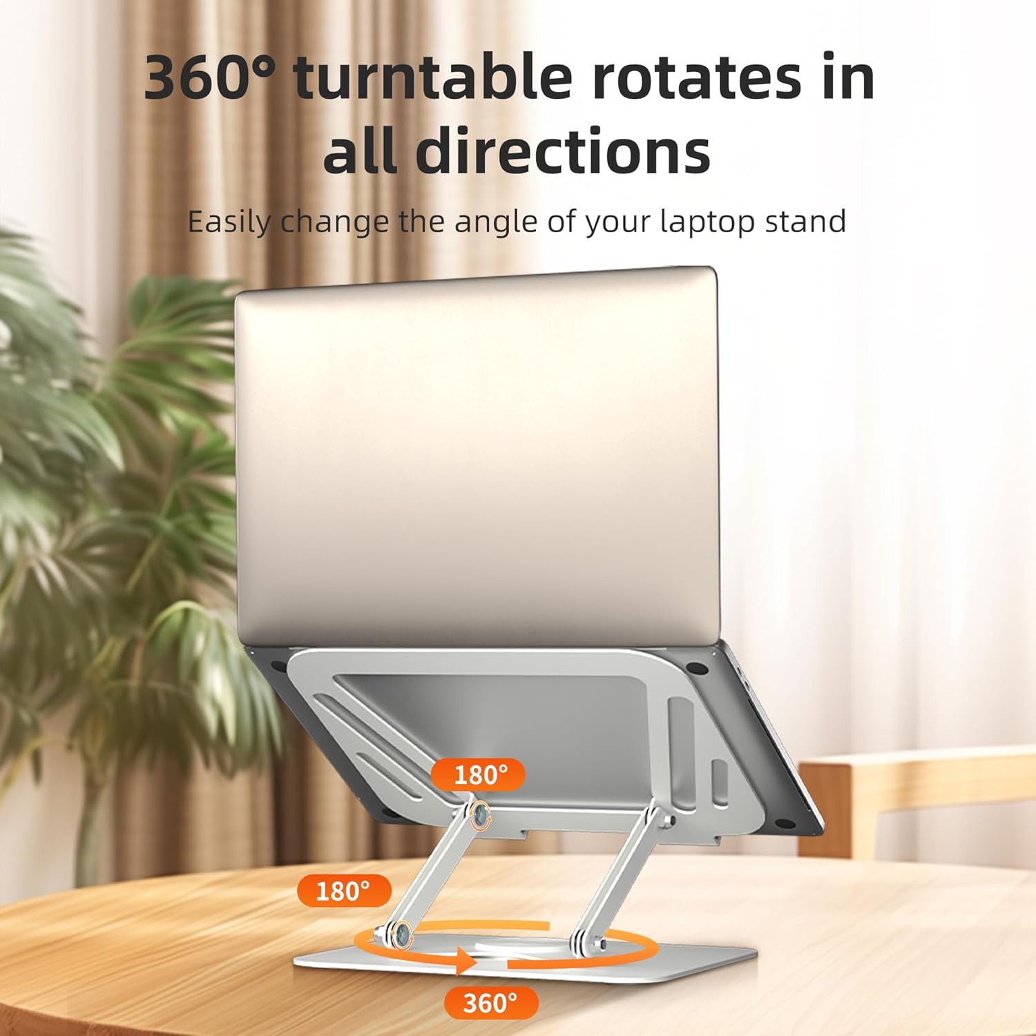 Laptop Stand for Desk, Adjustable Computer Notebook Stand with 360° Rotating Base, Ergonomic Laptop Riser for