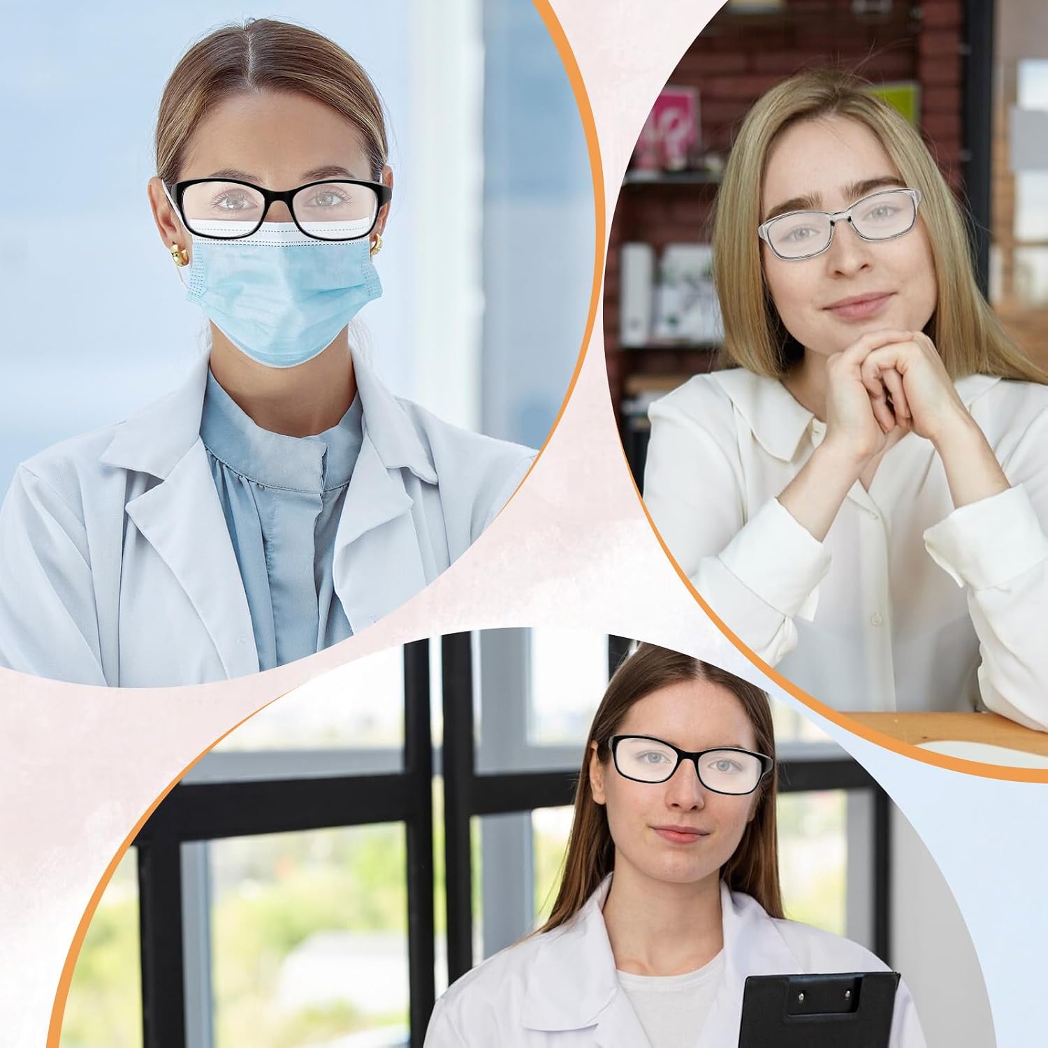 3 Pcs Nurses Goggles Light Lab Goggles Protective Glasses Eyewear Anti Fog Blue Square Stylish Cute Anti Dust Scratch
