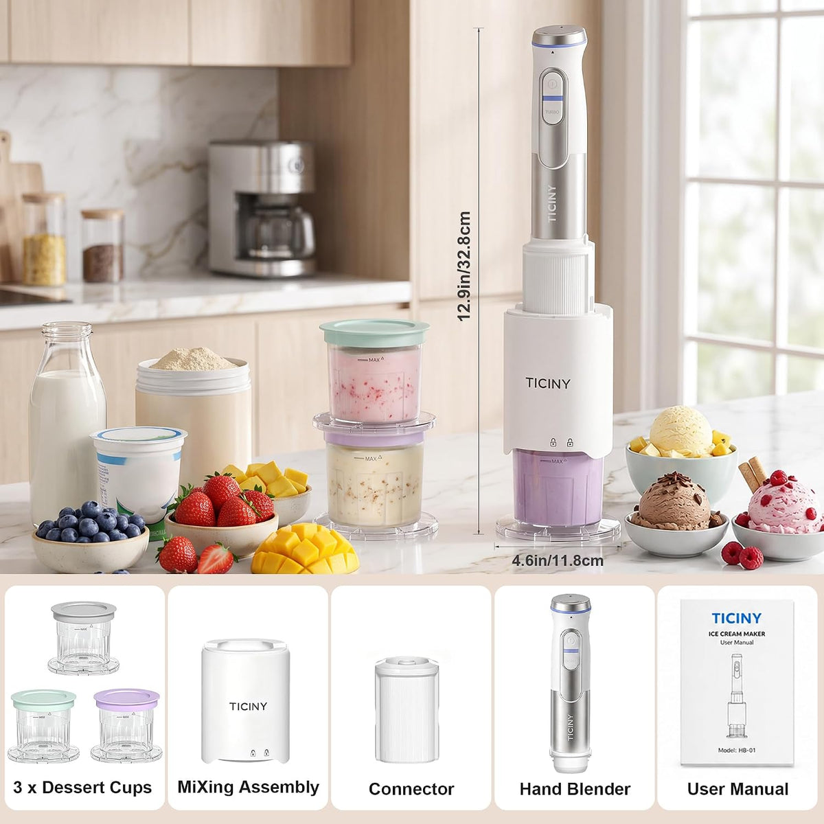 17-in-1 Ice Cream Maker, Soft Serve Machine for Home (250, Watts)