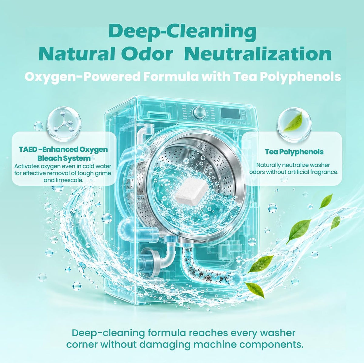 Washing Machine Cleaner Tablets Pro for Pet Owners, Enzymatic Deep Cleaning