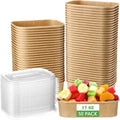 50 Pack 17 oz Disposable Meal Prep Containers Food Bowls with Lids